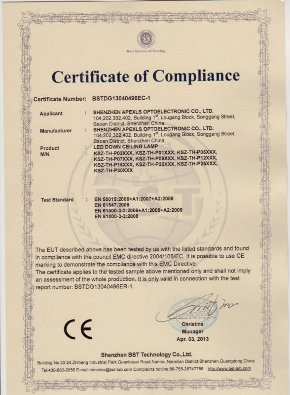 CE-EMC for Ceiling Lamp