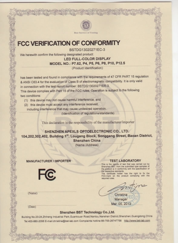 FCC for Full-Color LED Display